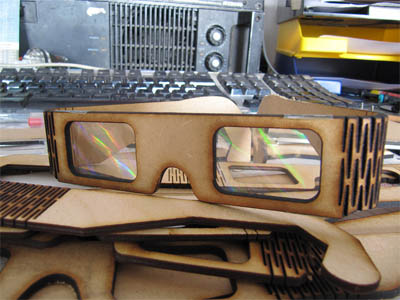 a photo of glasses cut with a laser cutter
